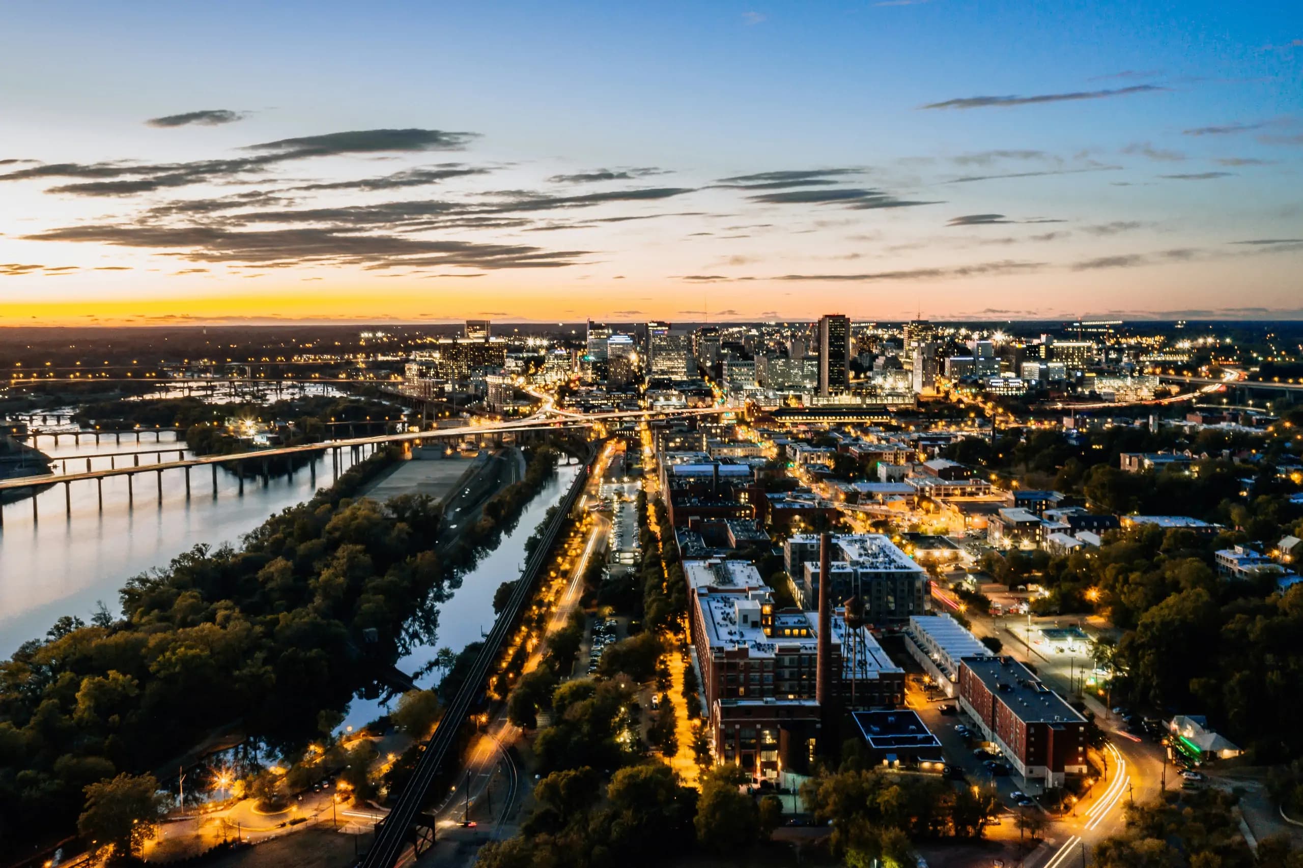 Richmond city at dusk