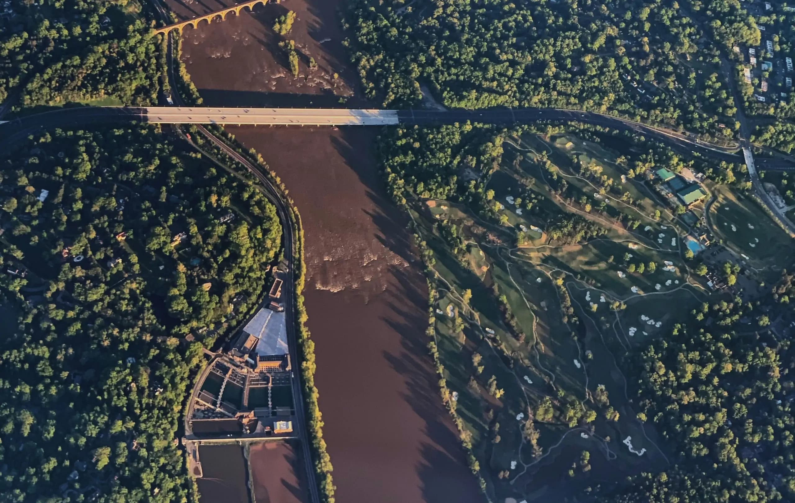 The James River flowing through Richmond, VA